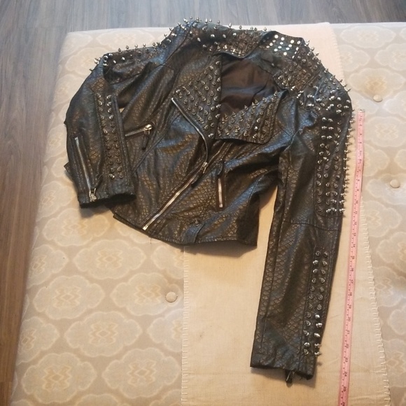 Faux-Leather, Moto-inspired, Spiked Jacket - Picture 7 of 7